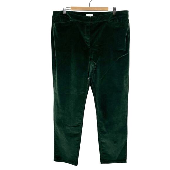 J Jill Straight Leg Corduroy Pants Green Woman’s 18 High Rise Stretch Academia - Picture 1 of 8